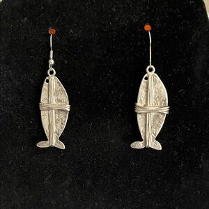 Vintage Pewter Fish Earrings